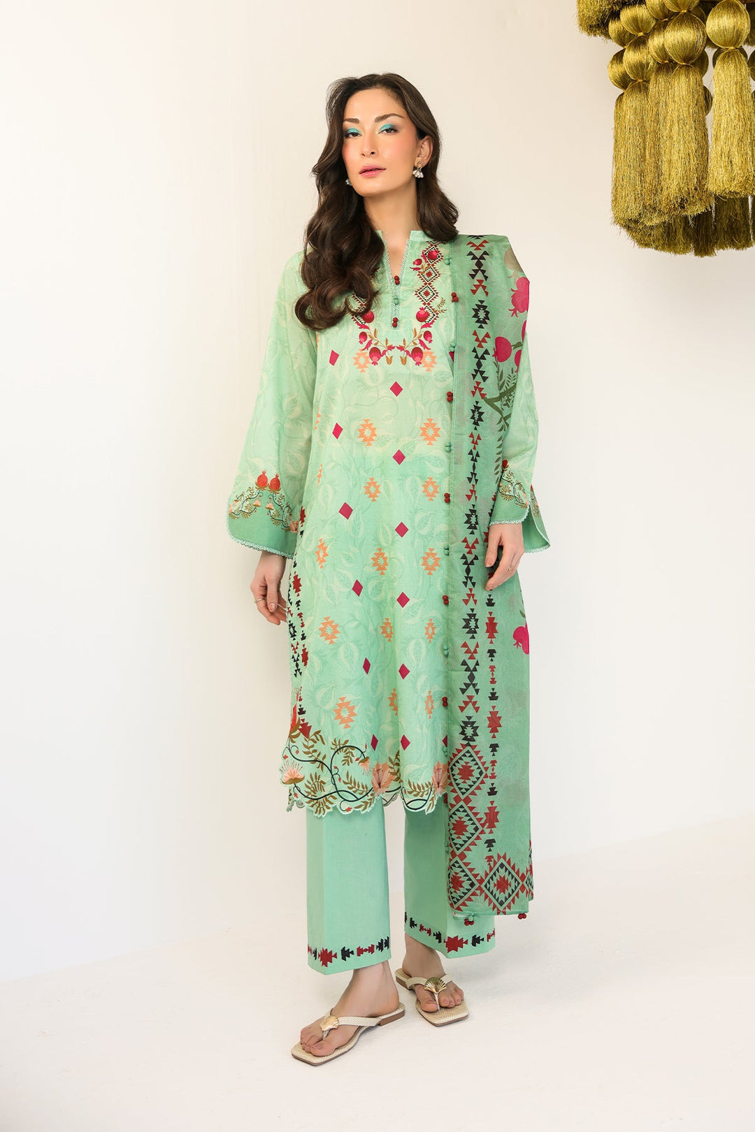 Rhea by Sahar Unstitched Lawn 3 Piece Suit Mint Blossom Reverie - Casual Collection