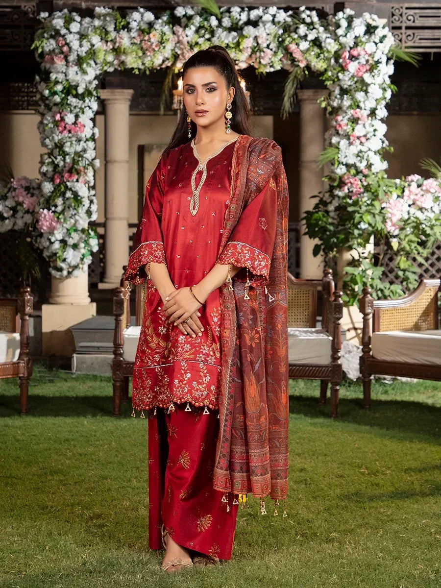Jashn e Noor by Salitex Unstitched Embroidered 3 Piece Raw Silk SUNW7JI081 - Summer Collection