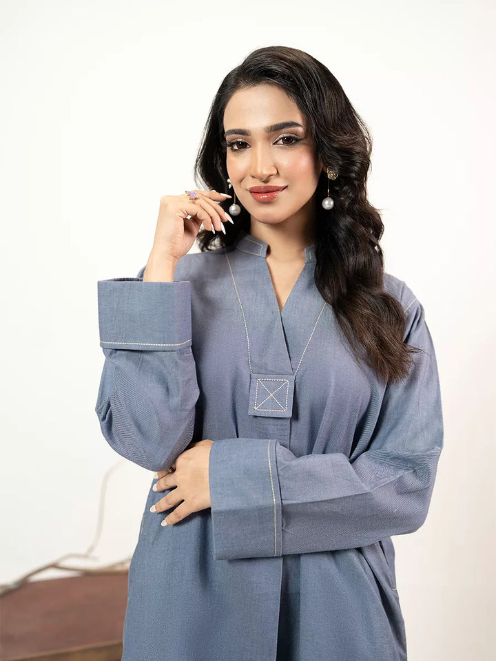 Salitex Women Solids Denim 2 Piece Suit WP7L2PBE489 - Winter Collection