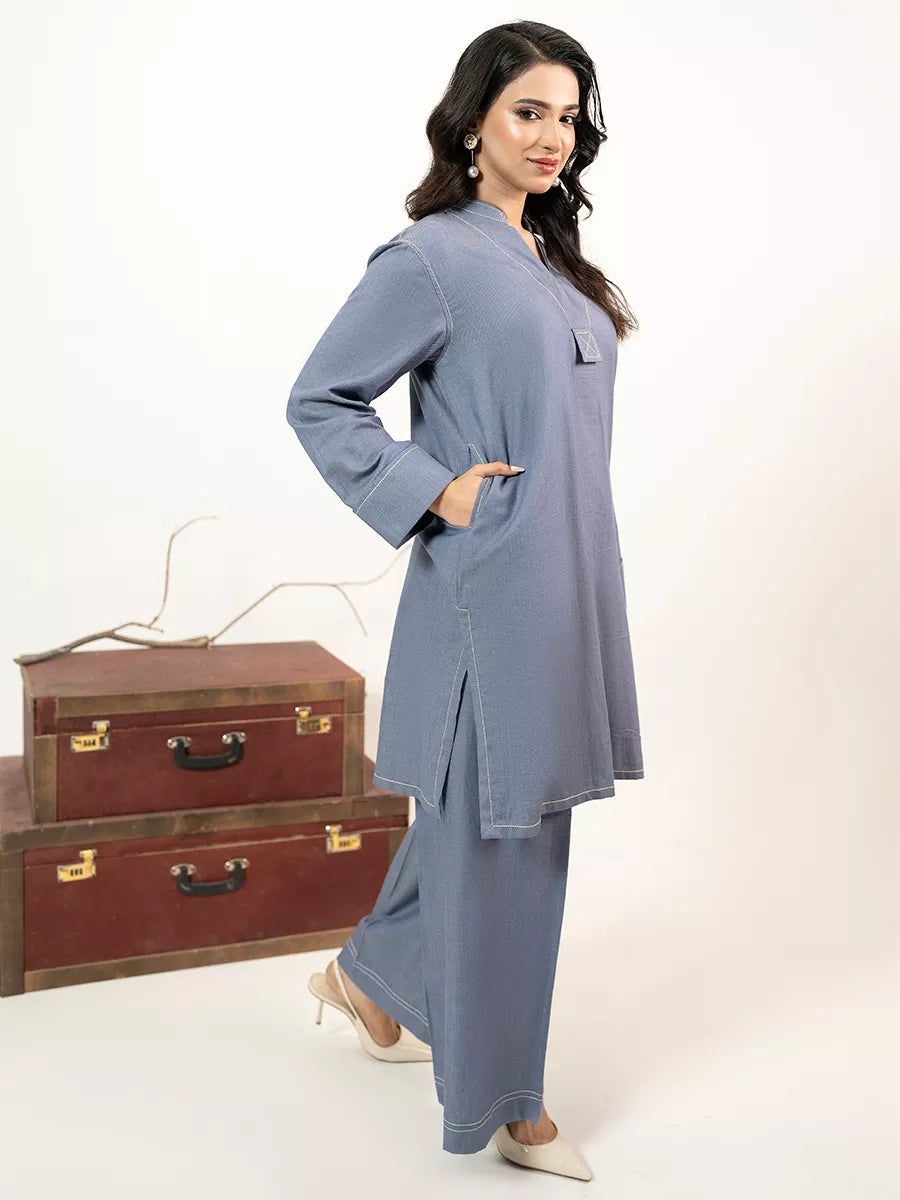 Salitex Women Solids Denim 2 Piece Suit WP7L2PBE489 - Winter Collection