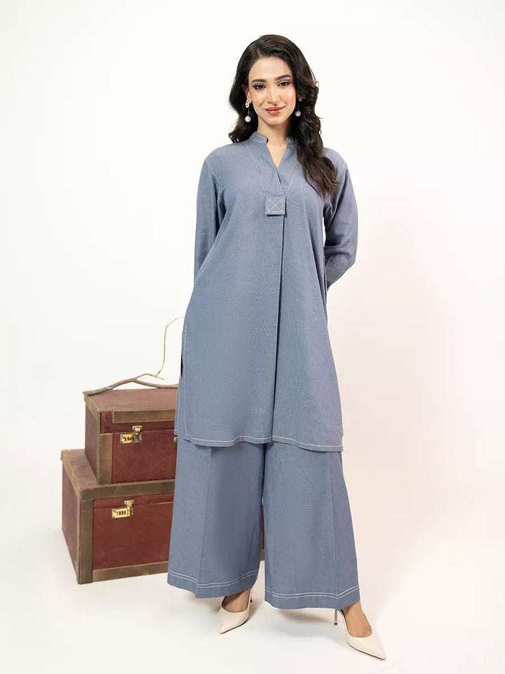 Salitex Women Solids Denim 2 Piece Suit WP7L2PBE489 - Winter Collection