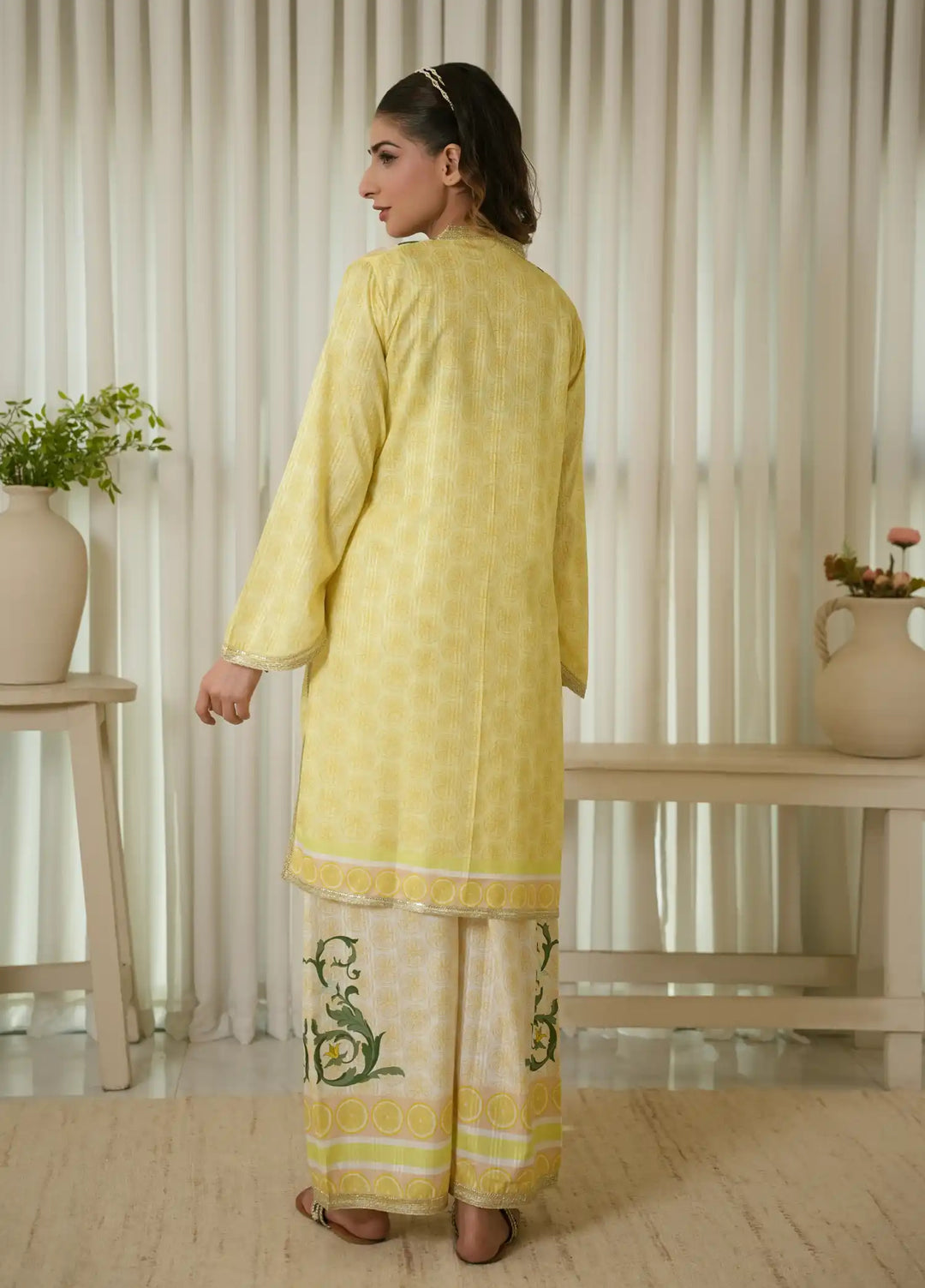Karashe Women RTW Printed Blended Lawn 2 Piece Suit LEMON ZEST - Festive Collection