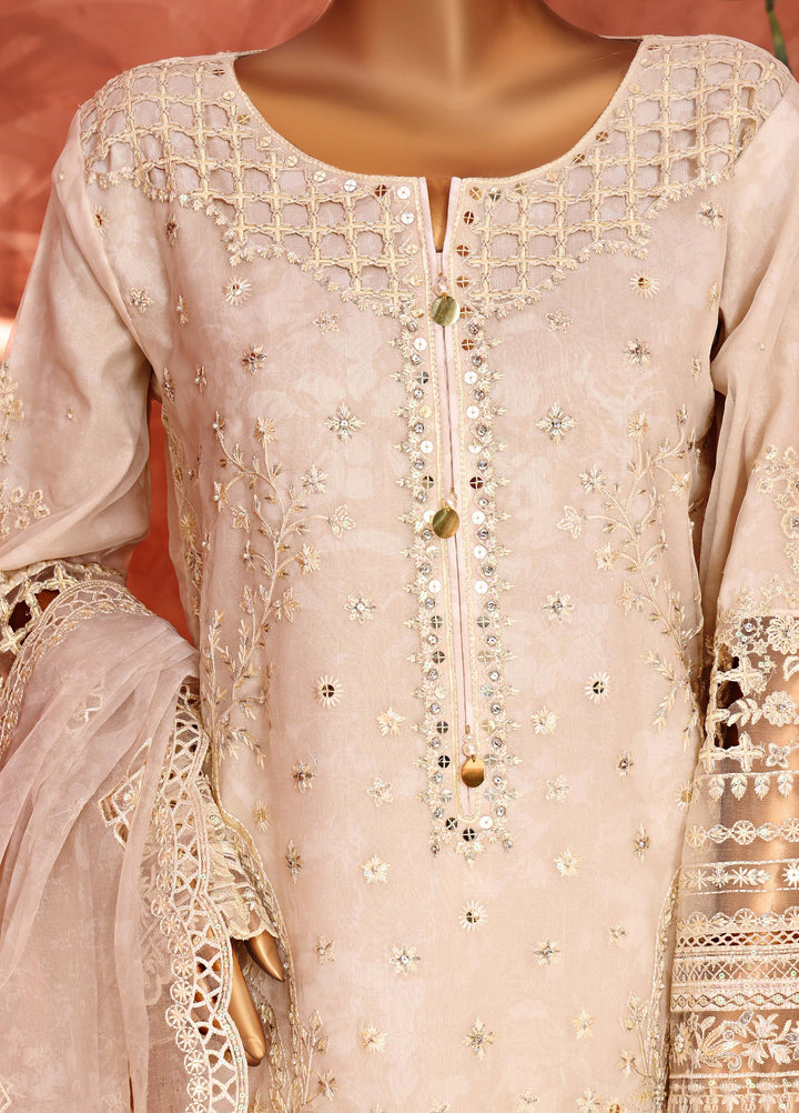 Shaahkaar by HZ Textiles RTW Embroidered Organza 3 Piece Suit HZ26PSO HZK-240 Cream - Festive Collection