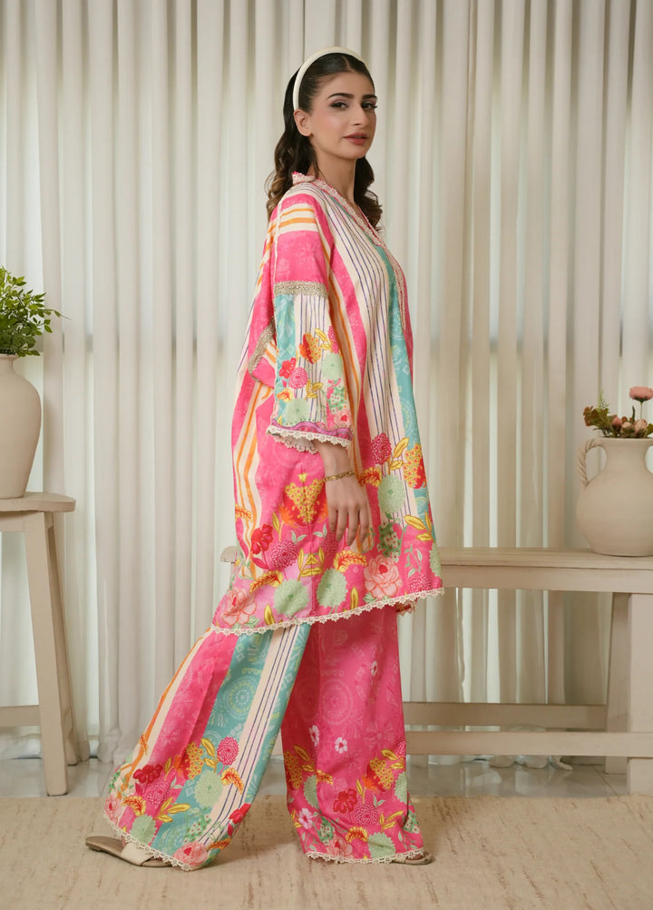 Karashe Women RTW Printed Blended Lawn 2 Piece Suit CARNIVAL STRIPES - Festive Collection
