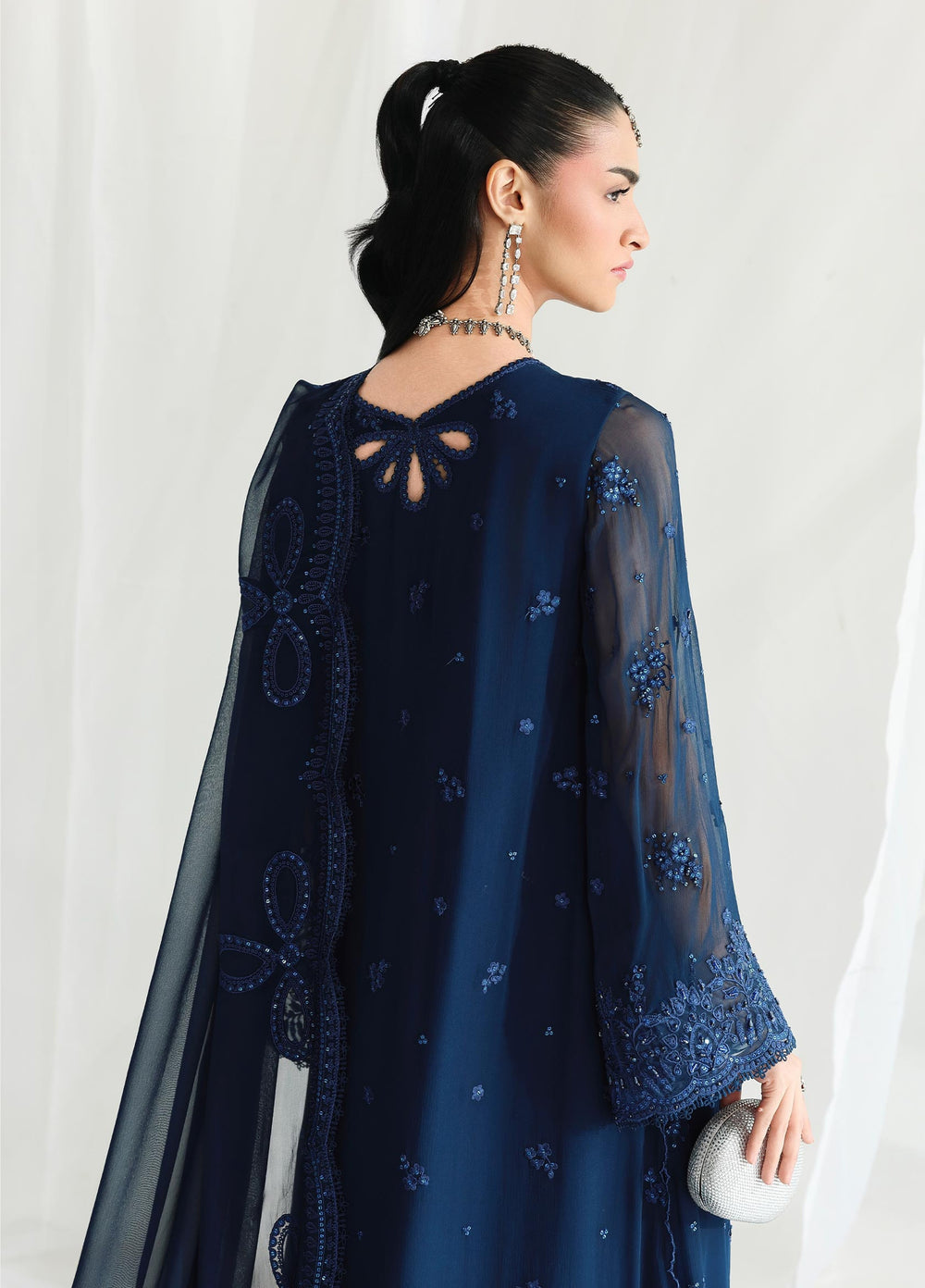 Qalamkar Unstitched Embroidered Chiffon 3 Piece Suit QLK26UCF Shireen QCC-02 - Festive Collection