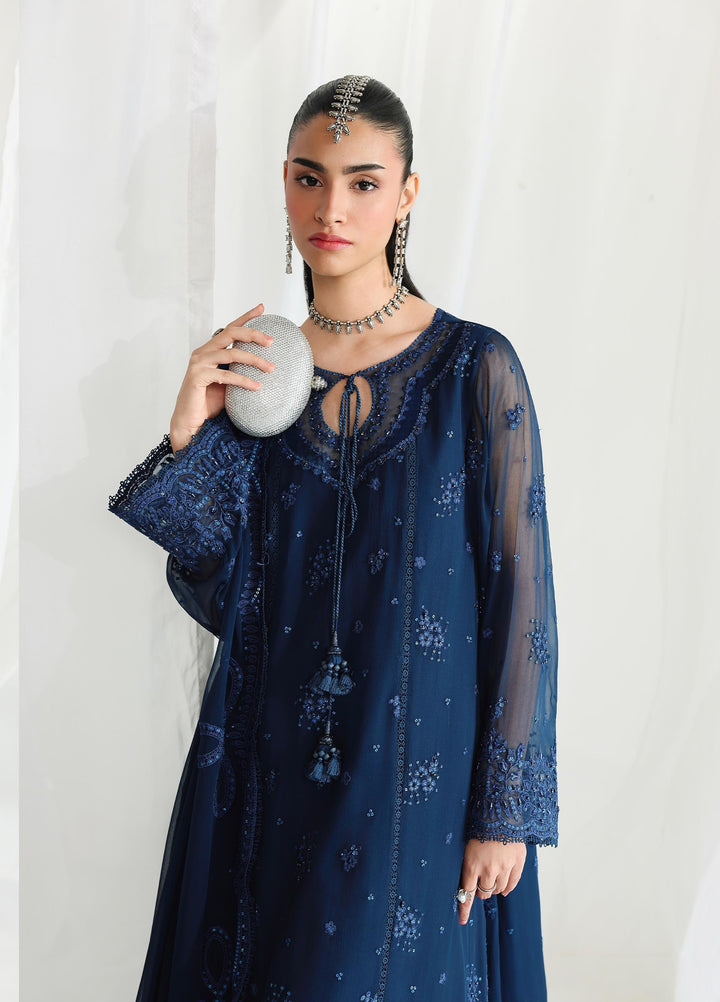 Qalamkar Unstitched Embroidered Chiffon 3 Piece Suit QLK26UCF Shireen QCC-02 - Festive Collection