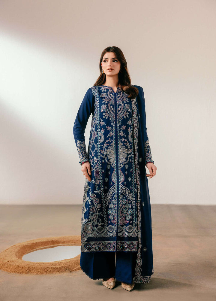 Luxe Silk by Florent Unstitched Embroidered Raw Silk 3 Piece Suit FL26ULS Celest - Festive Collection