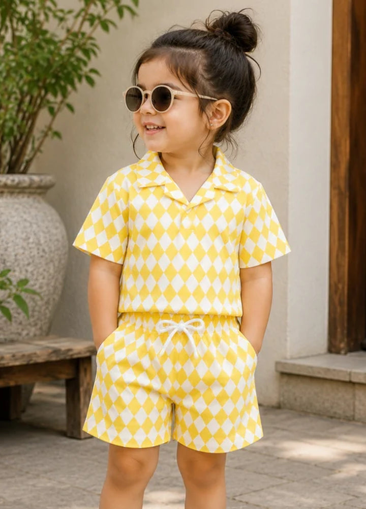 BabyCo Kids RTW Printed Cotton Co-Ord Sets Suit Lemon Sorbet Unisex - Casual Collection