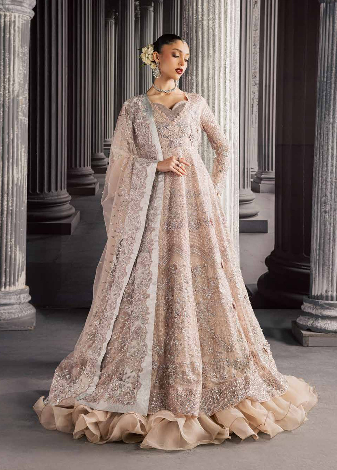 Muse Formal by Nureh Unstitched Embroidered Net 3 Piece Suit NU26UMF NFM-04 - Wedding Collection