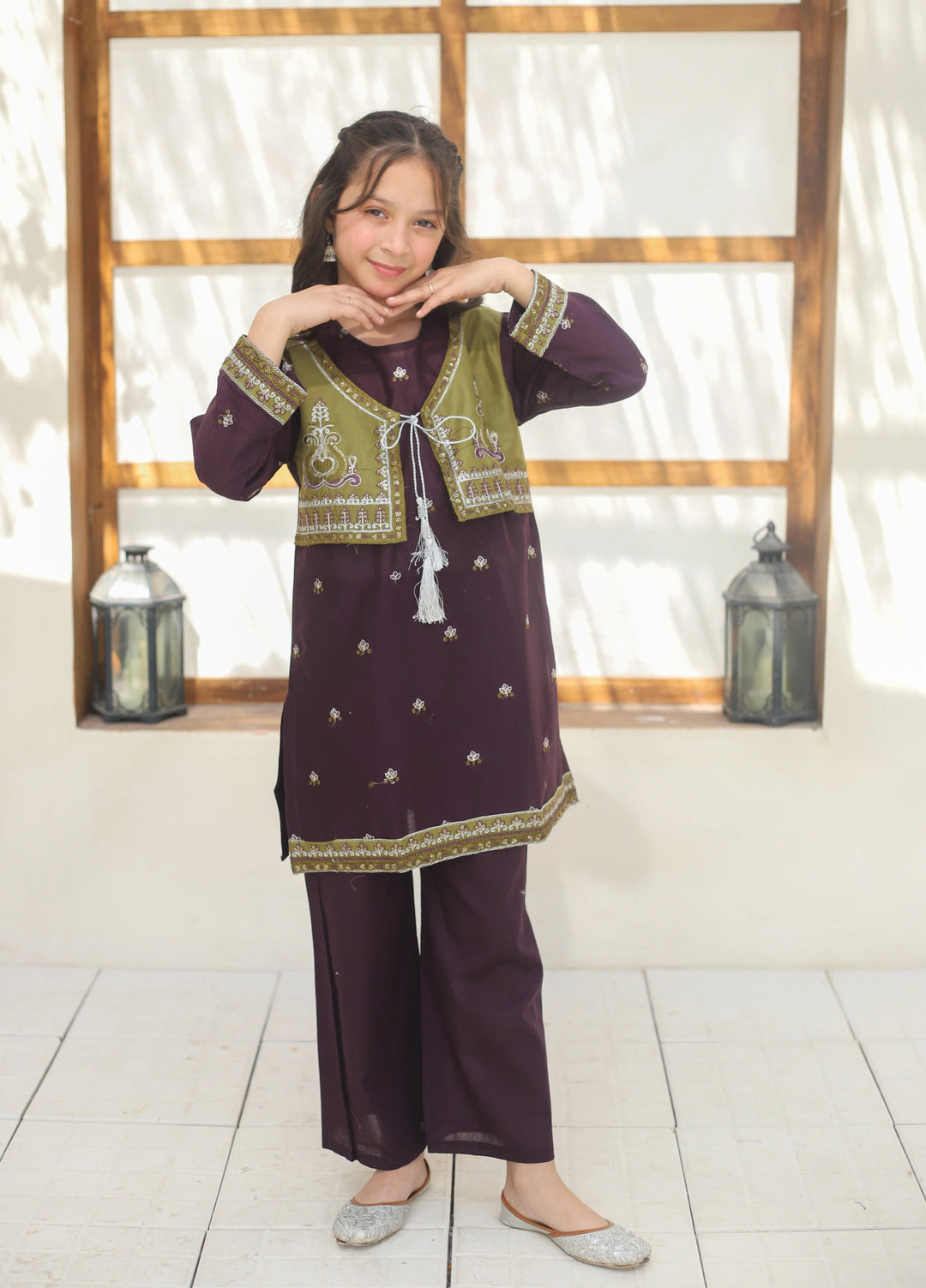 Khanak Girls RTW Embroidered Cotton 2 Piece Suit KST-136 - Casual Collection