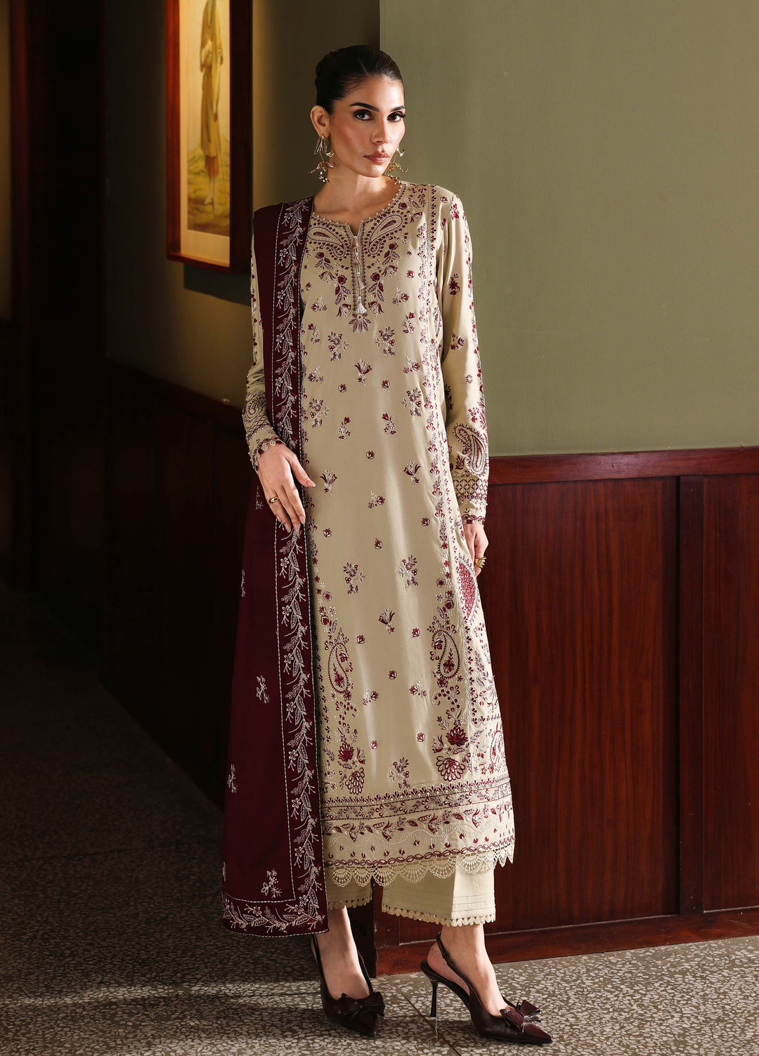 Nureh Exclusive Unstitched Embroidered Marina 3 Piece Suit NU26UEM NE-277 - Festive Collection