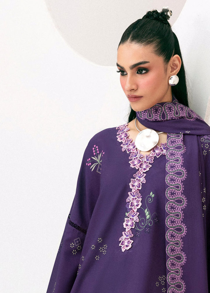 Q prints by Qalamkar Unstitched Embroidered Slub Linen 3 Piece Suit QLK26ULQ Ramsha QPW-09A - Winter Collection