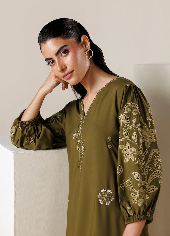 Azure Women RTW Embroidered Poly Co-Ord Sets Suit Olivine - Casual Collection