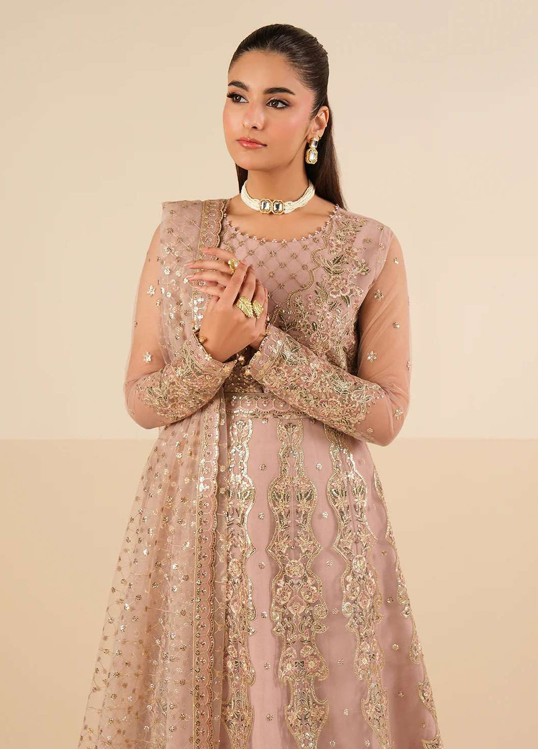 Alizeh Fashion Unstitched Embroidered Chiffon 3 Piece Suit AF26UCF AF-NT-2256-Roshni - Festive Collection