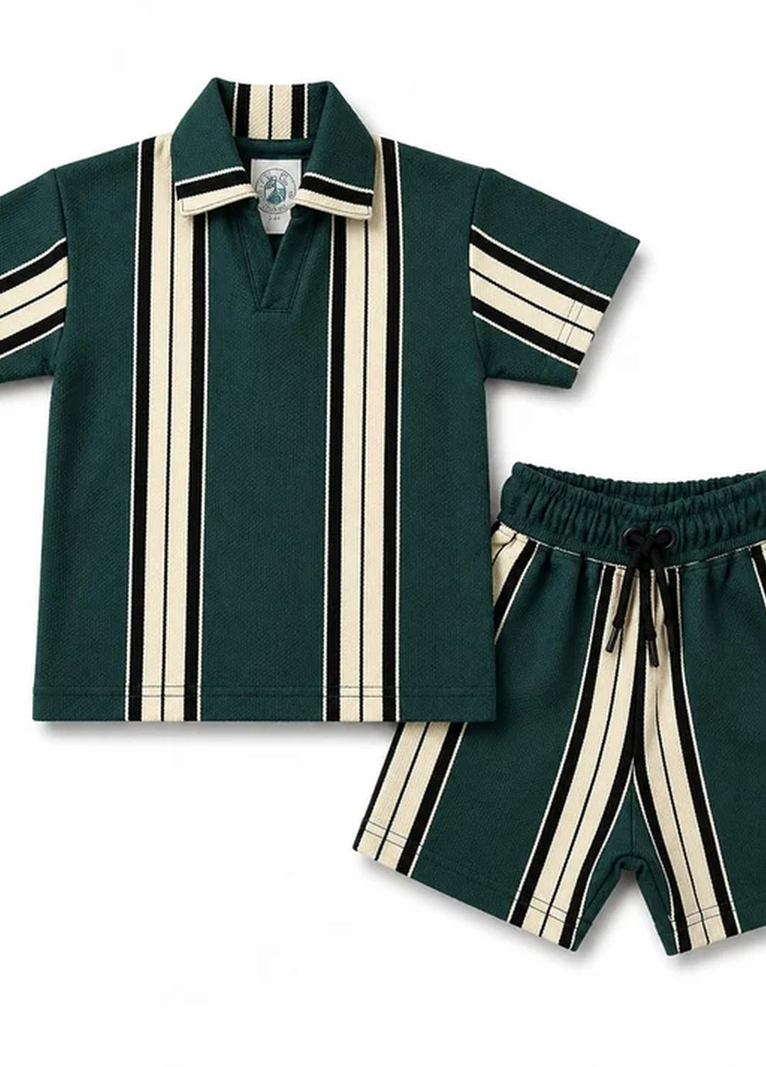BabyCo Kids RTW Printed Cotton Co-Ord Sets Suit Riviera Stripes Forest Green - Casual Collection