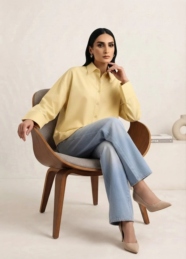 Menaal Women RTW Solids Silk 1 Piece LEMON ZEST - Western Collection