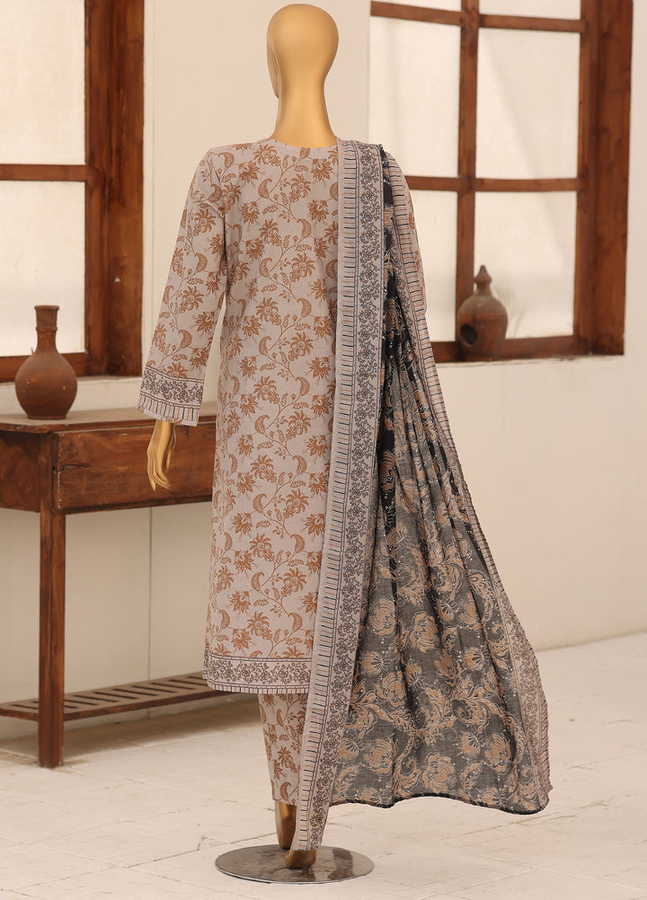 Identic by HZ Textiles Unstitched Embroidered Cotton 3 Piece Suit HZ26UCI PDW-3329-C - Casual Collection