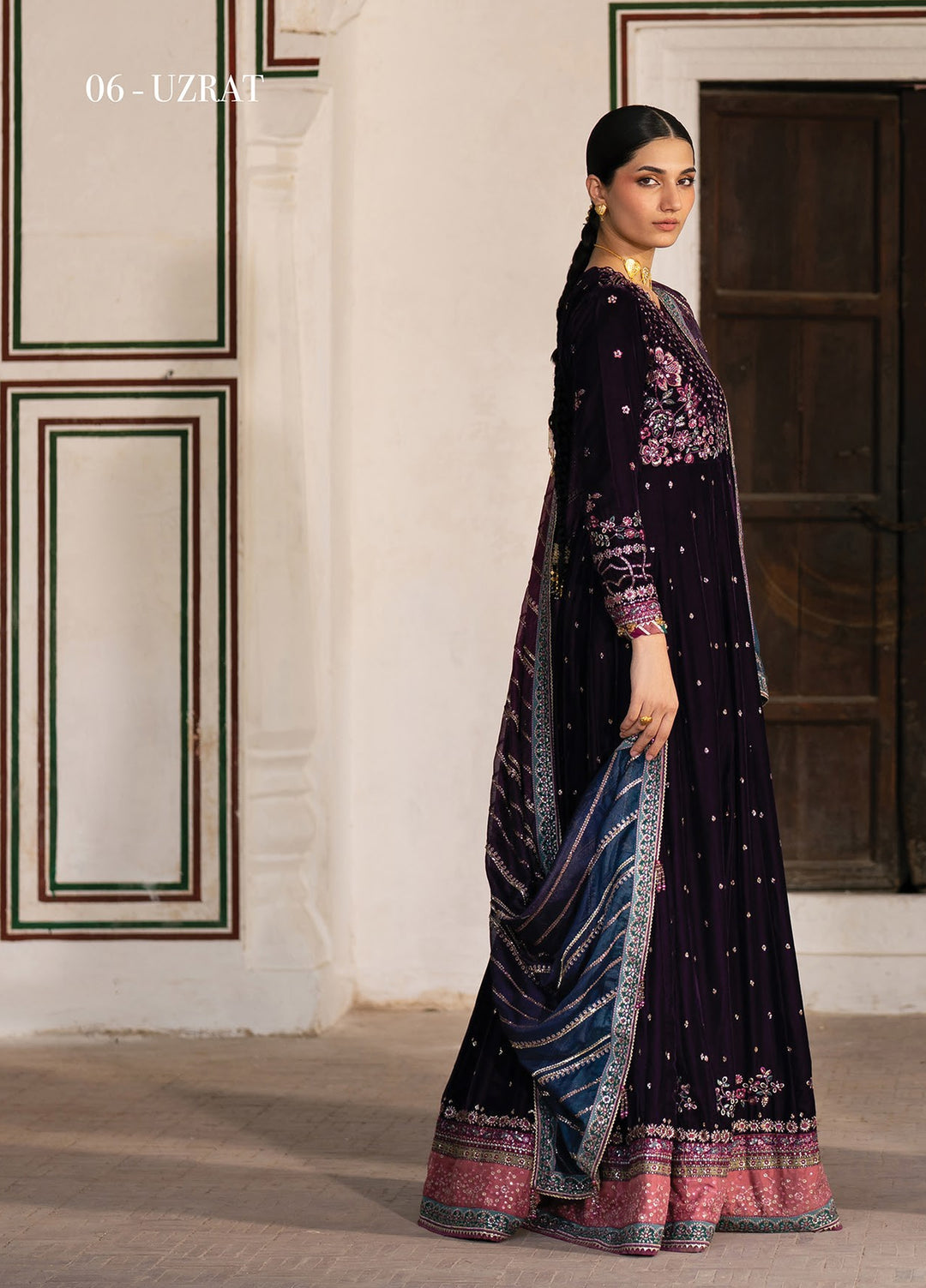 Mor by Xenia Formals Unstitched Embroidered Velvet 3 Piece Suit XE26UMV 06 Uzrat - Festive Collection