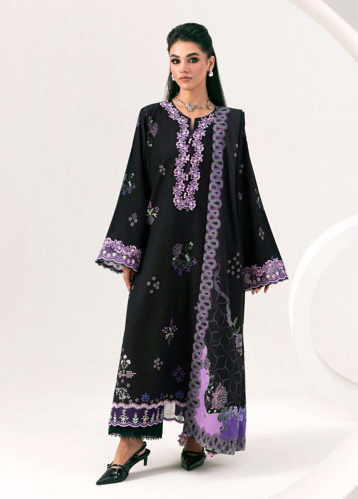 Q prints by Qalamkar Unstitched Embroidered Slub Linen 3 Piece Suit QLK26ULQ Sajal QPW-09B - Winter Collection