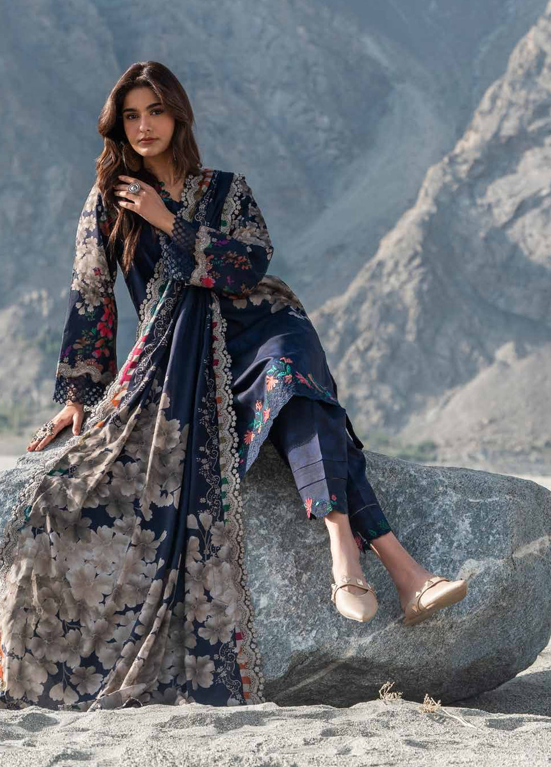 Aniiq by Charizma Unstitched Embroidered Linen 3 Piece Suit CHR26UAL ANW7-14 - Casual Collection