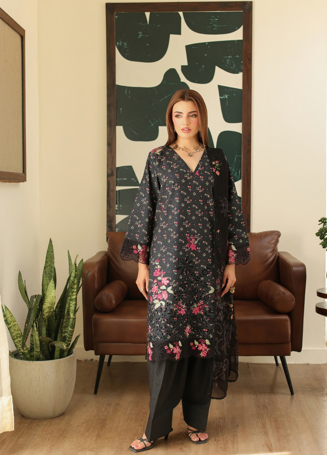Sahl by Rashid Textiles Unstitched Embroidered Lawn Karandi 3 Piece Suit RT26USLK D-3917 - Casual Collection