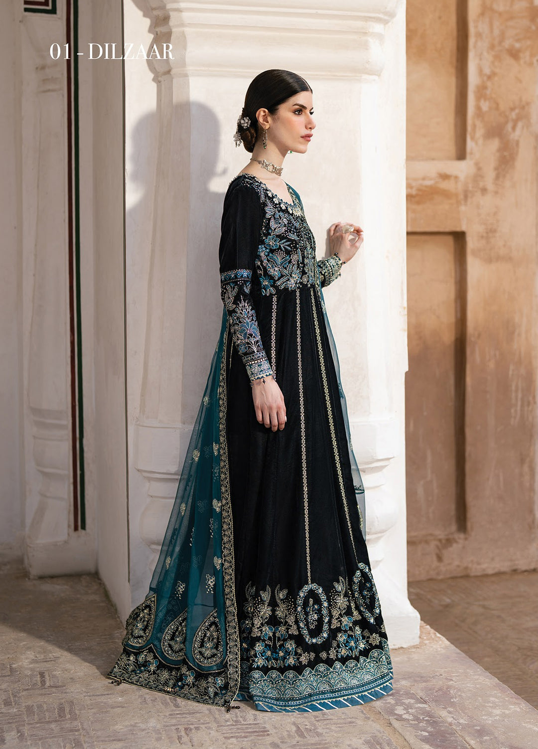 Mor by Xenia Formals Unstitched Embroidered Velvet 3 Piece Suit XE26UMV 01 Dilzaar - Festive Collection