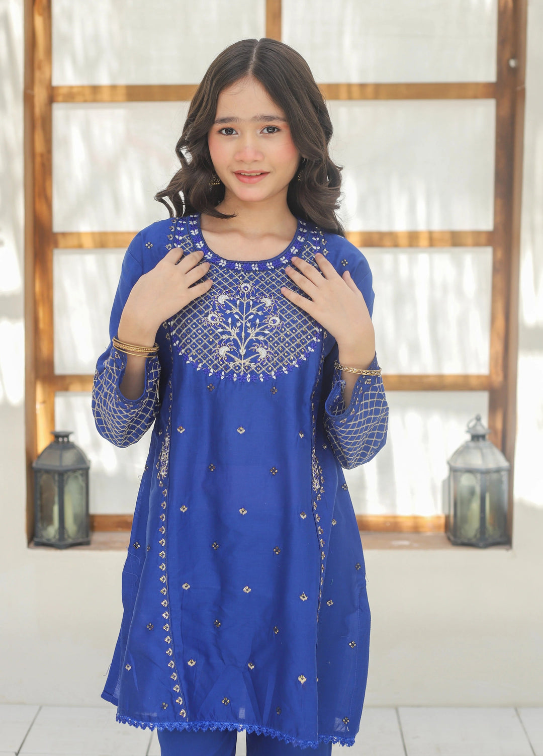 Khanak Girls RTW Embroidered Cotton 2 Piece Suit KST-141 - Casual Collection