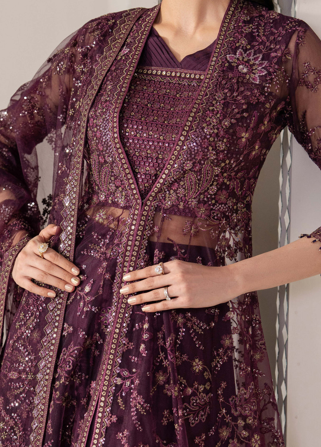 Shehnai by Lavish Premium Unstitched Embroidered Organza 3 Piece Suit LVP26USO SH-08 RAQS-E-GUL - Wedding Collection