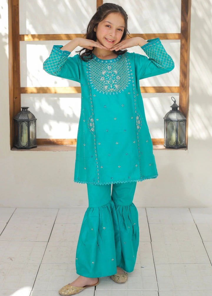 Khanak Girls RTW Embroidered Cotton 2 Piece Suit KST-139 - Casual Collection