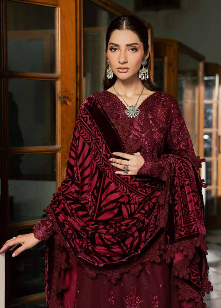 Nureh Exclusive Unstitched Leather Peach with Shawl 3 Piece Suit NU26UEP NE-286 - Festive Collection