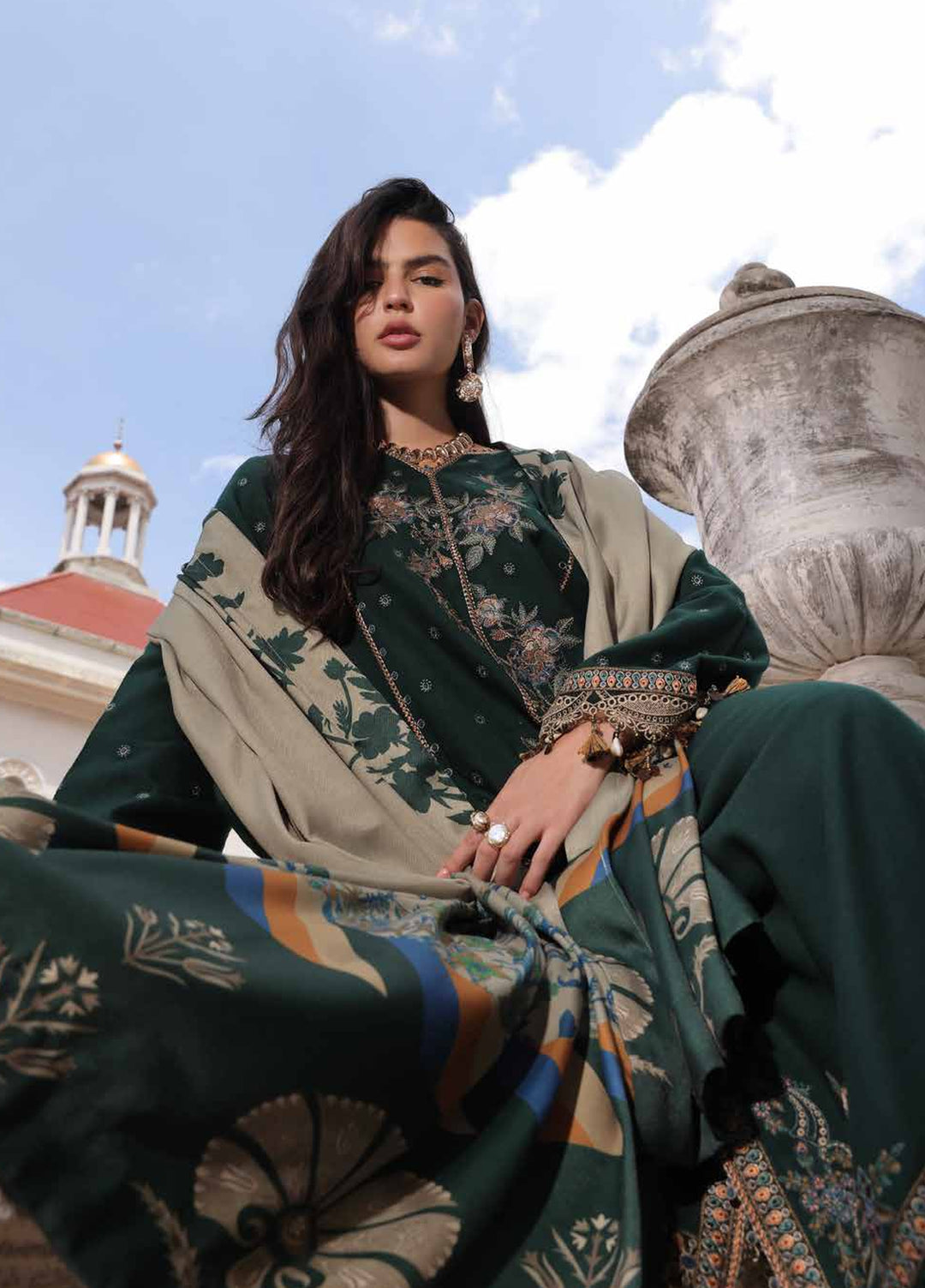 Poshima by Charizma Unstitched Embroidered Leather Peach 3 Piece Suit CHR26UPL PSW6-24 - Winter Collection