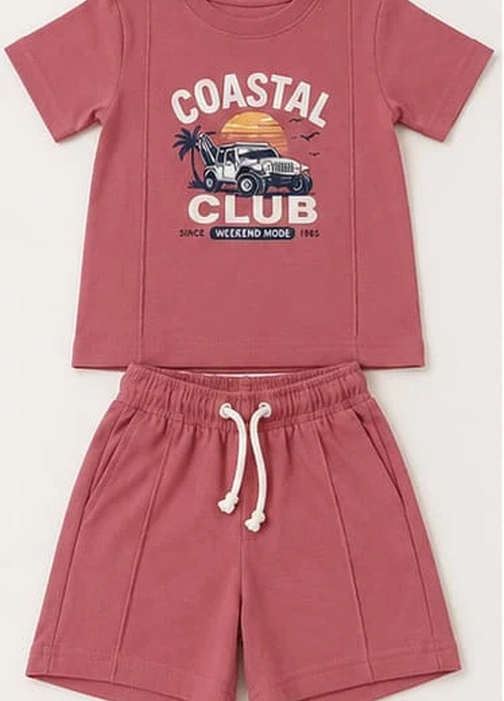 Lambkin Kids RTW Printed Cotton 2 Piece Suit Club Tee N Shorts Set - Casual Collection