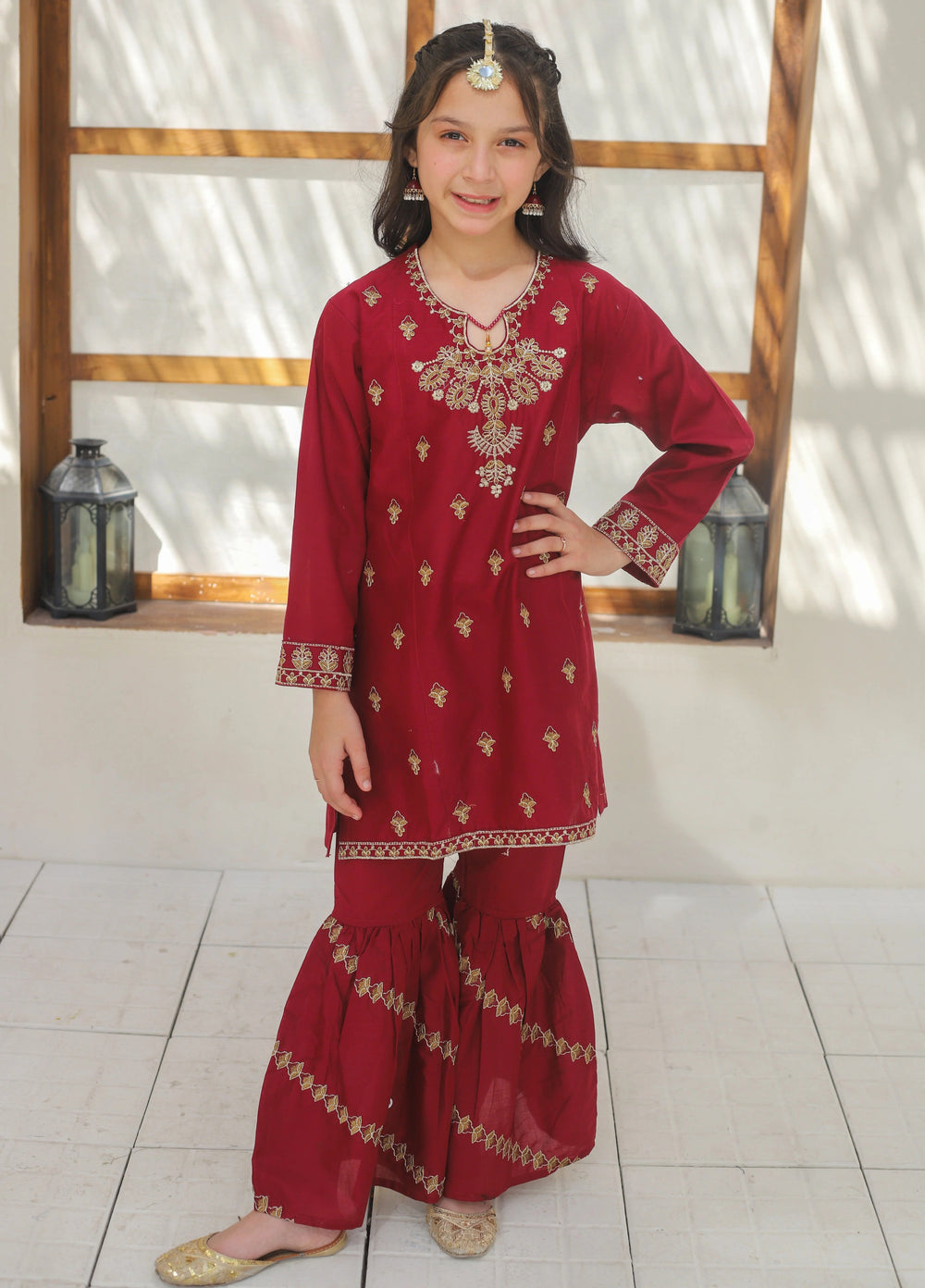 Khanak Girls RTW Embroidered Cotton 2 Piece Suit KST-145 - Festive Collection