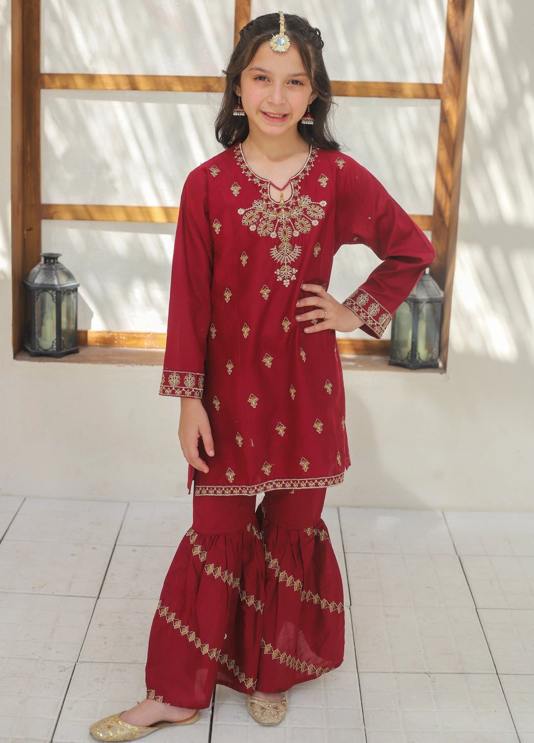 Khanak Girls RTW Embroidered Cotton 2 Piece Suit KST-145 - Festive Collection