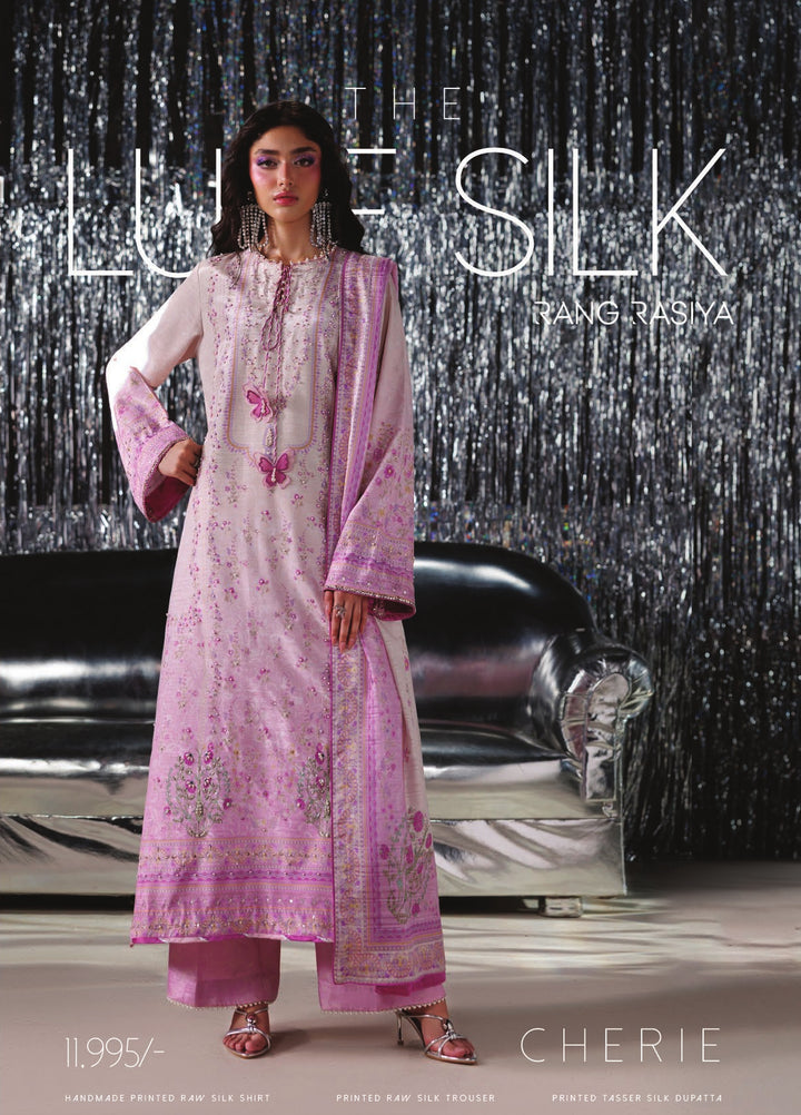 Luxe by Rang Rasiya Unstitched Printed Raw Silk 3 Piece Suit RR26ULS Cherie - Festive Collection