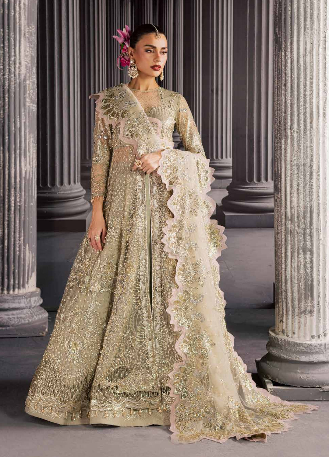 Muse Formal by Nureh Unstitched Embroidered Net 3 Piece Suit NU26UMF NFM-03 - Wedding Collection
