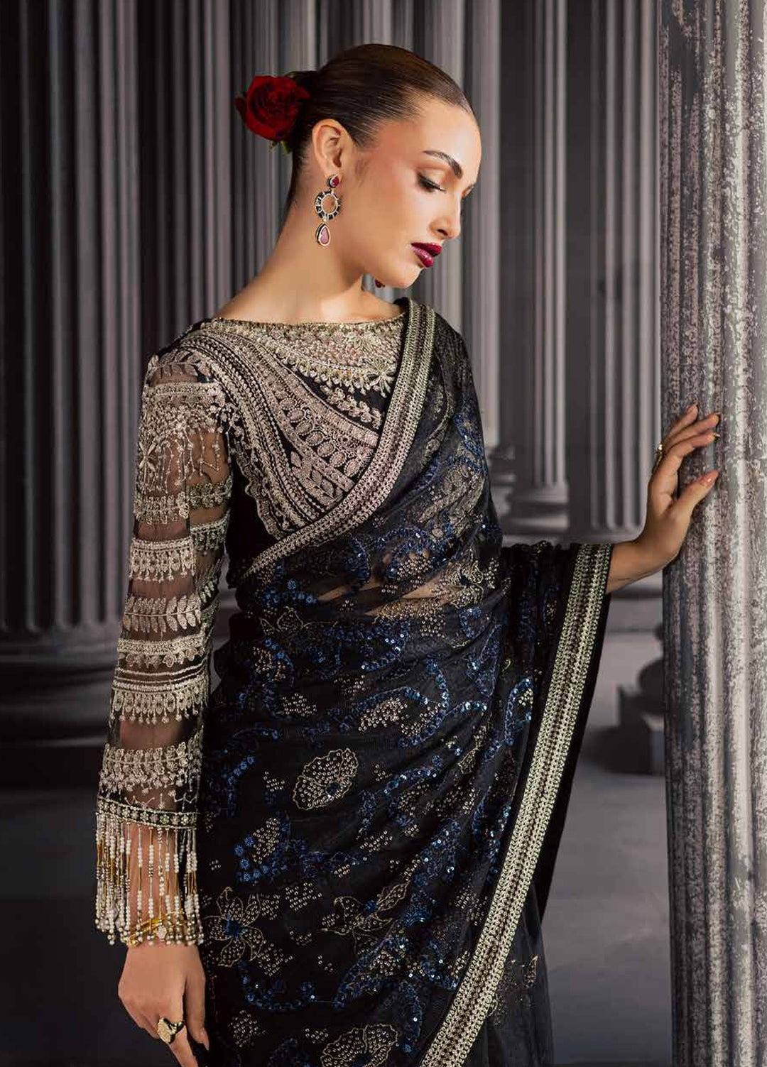 Muse Formal by Nureh Unstitched Embroidered Net Saree Suit NU26UMF NFM-05 - Wedding Collection