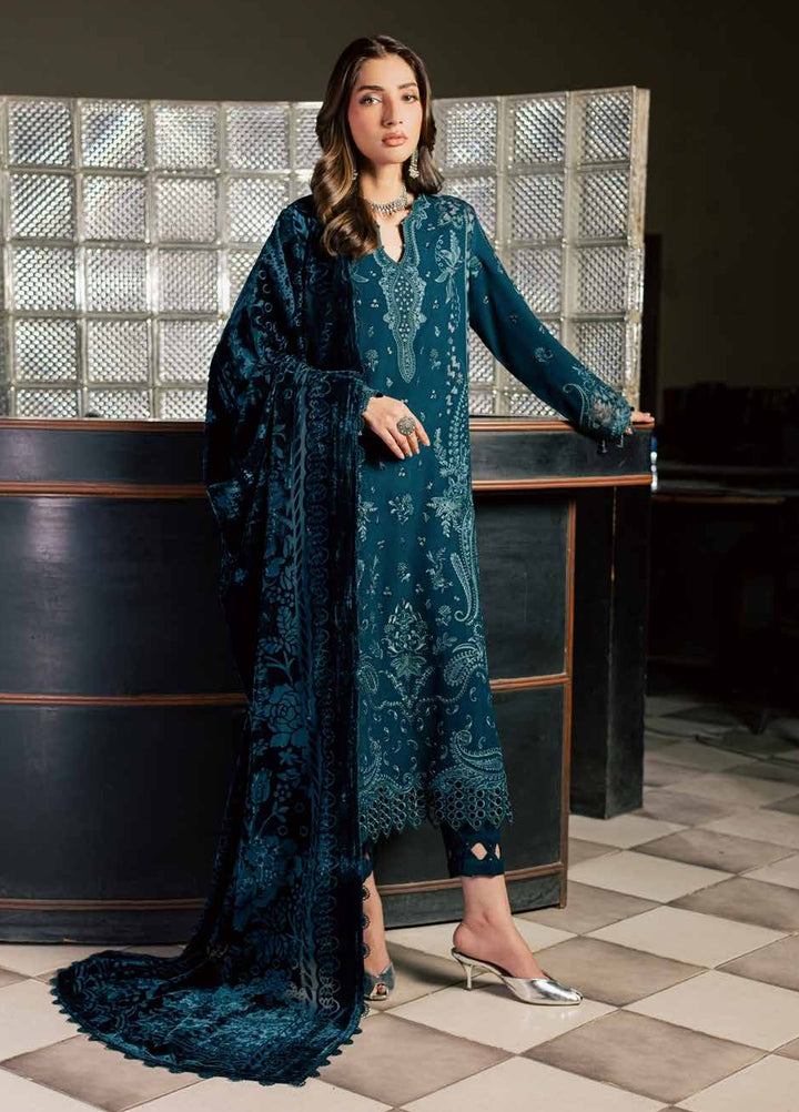 Nureh Exclusive Unstitched Leather Peach with Shawl 3 Piece Suit NU26UEP NE-282 - Festive Collection