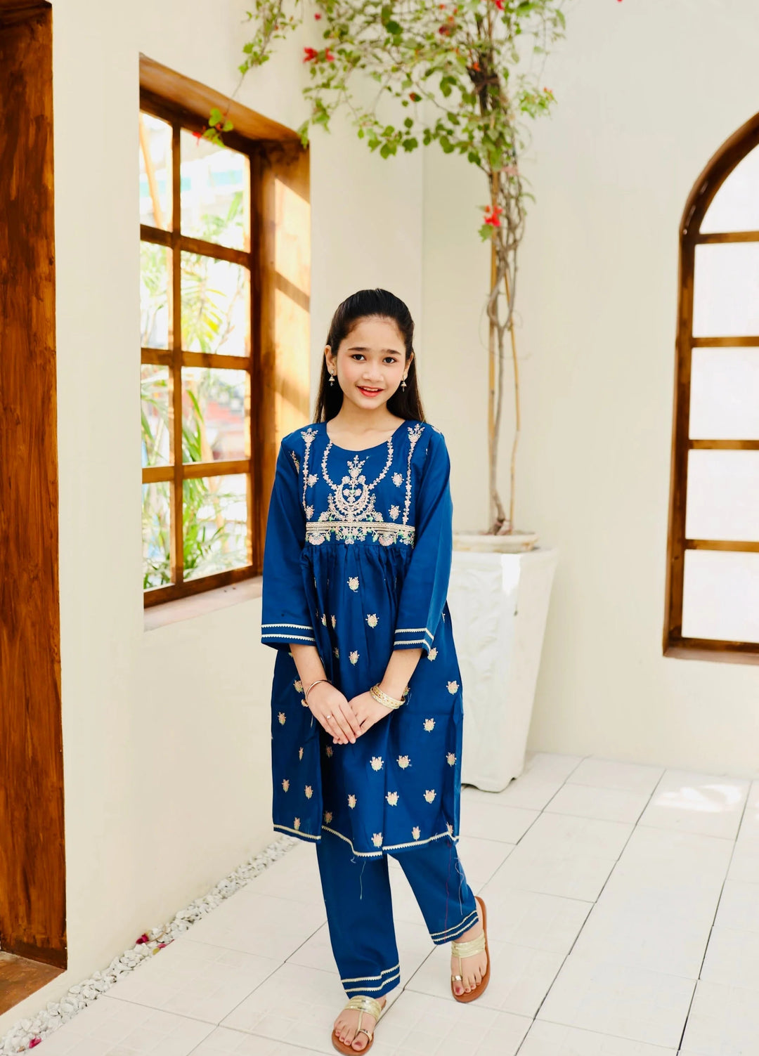 Khanak Girls RTW Embroidered Cotton 2 Piece Suit KST-114 - Casual Collection