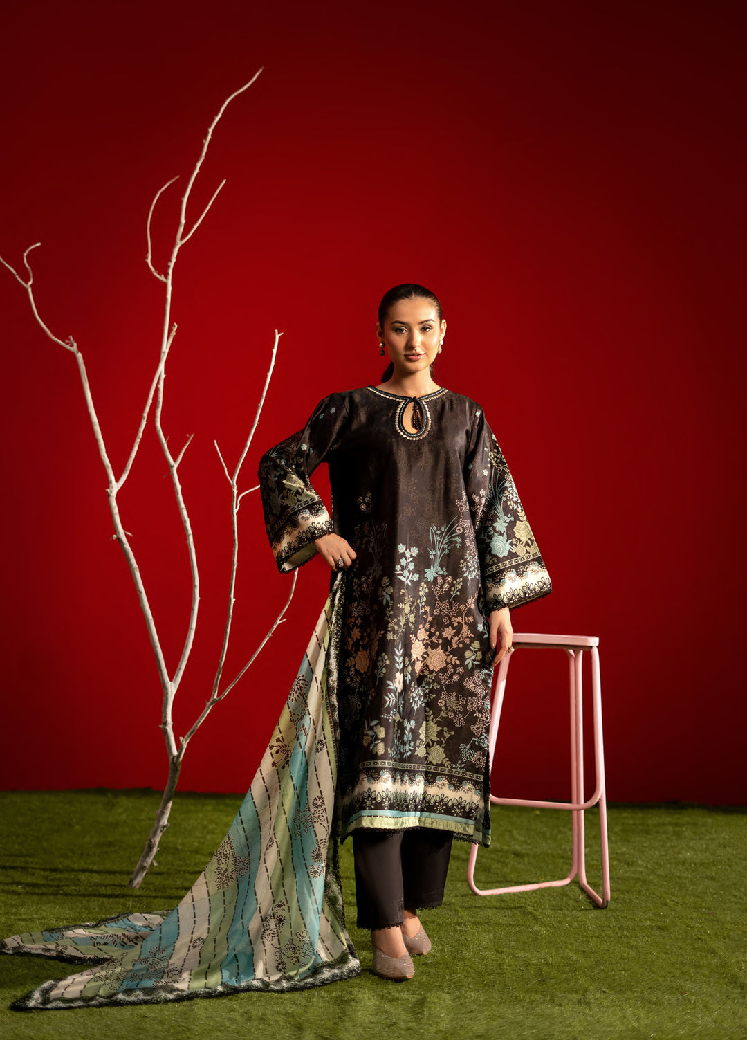 Marine by Rashid Textiles Unstitched Printed Luxury Silk 3 Piece Suit RT26USM D-3908 - Winter Collection