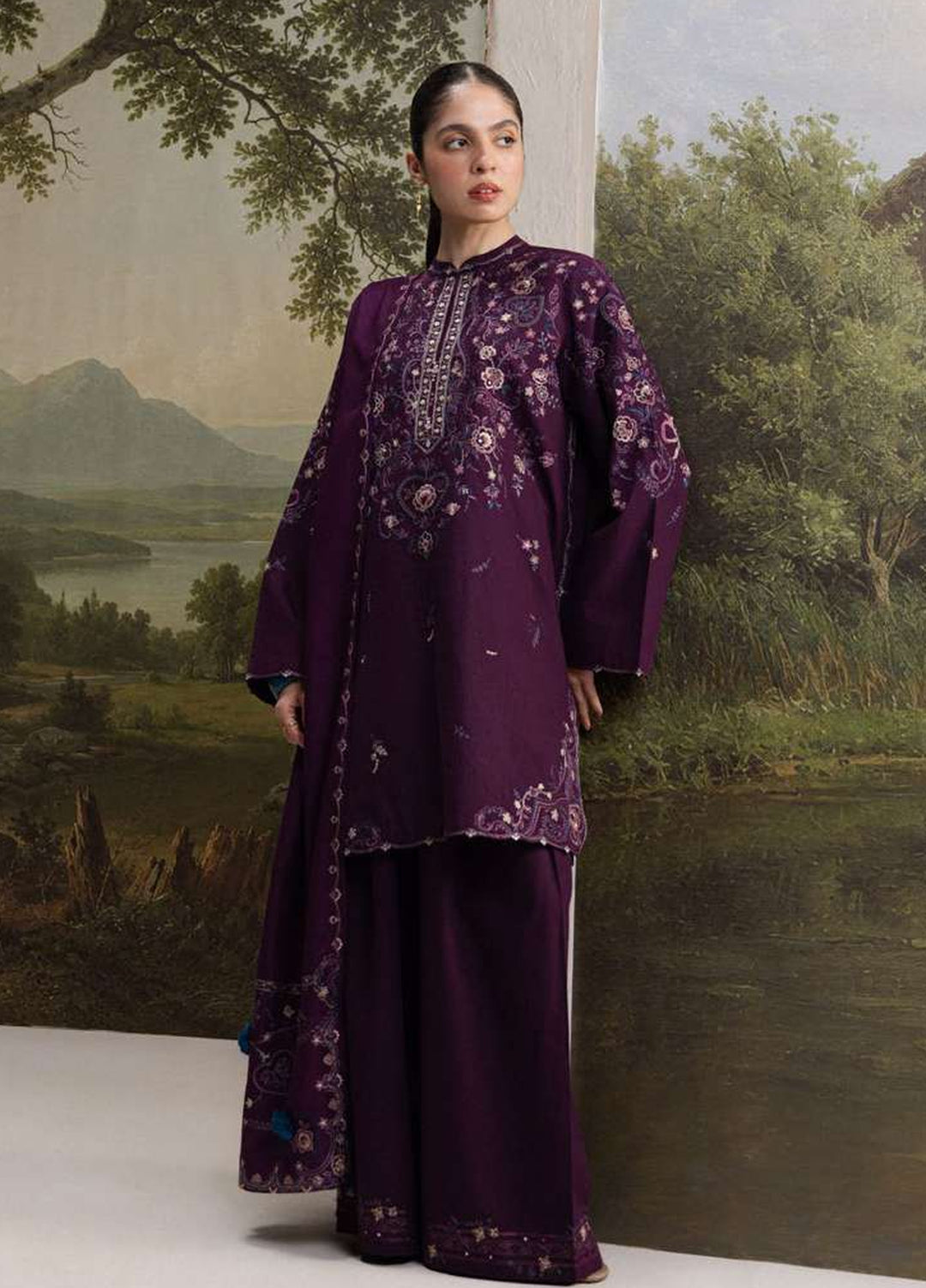 Coco by Zara Shahjahan Unstitched Khaddar 3 Piece Suit CZS26UKW SHAB 5A - Winter Collection