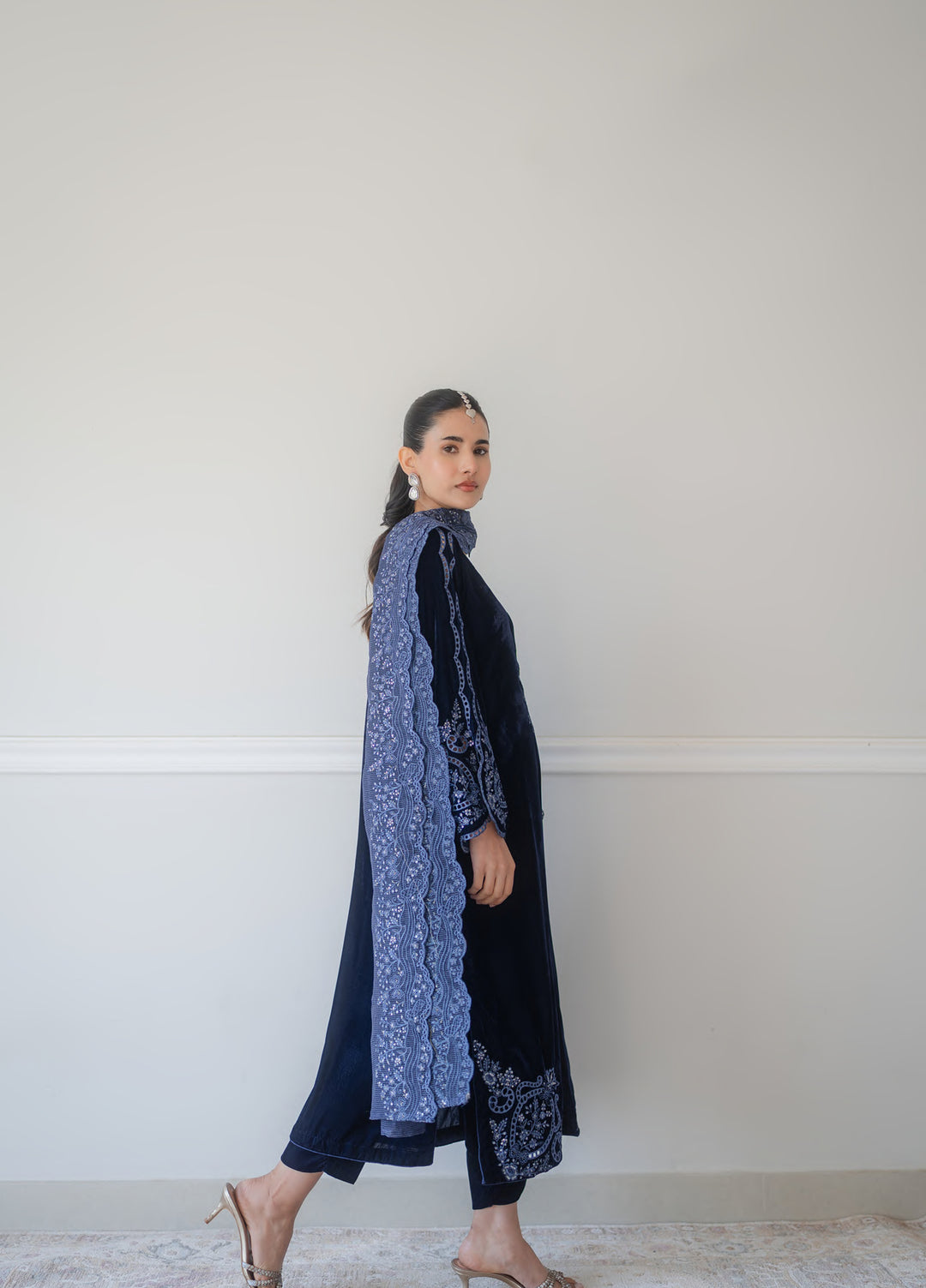 Atelier Velours by Rashid Textiles RTW Embroidered Velvet 3 Piece Suit RT26RAV Midnight - Festive Collection