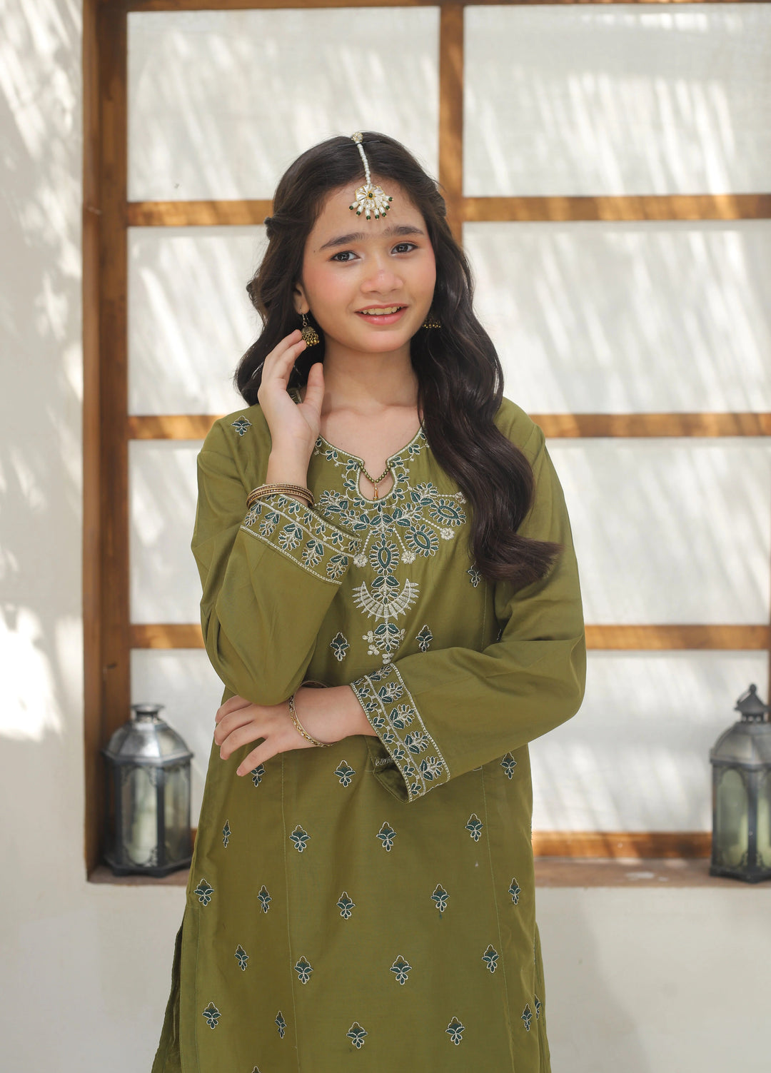 Khanak Girls RTW Embroidered Cotton 2 Piece Suit KST-146 - Casual Collection