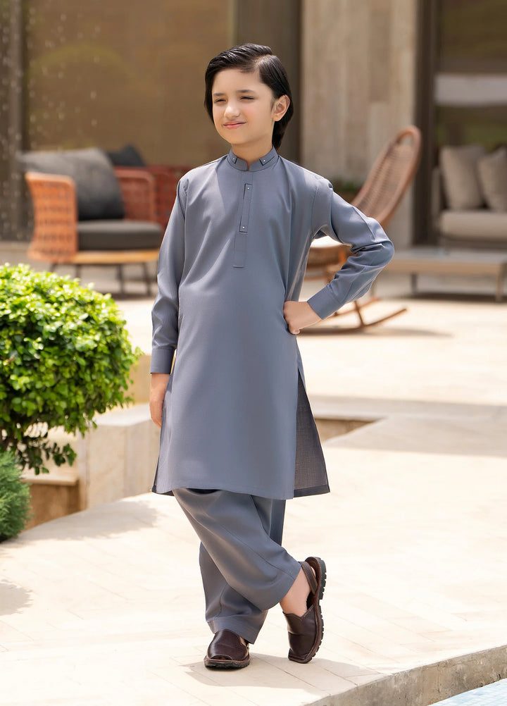Buraq Boys RTW Solids Wash N Wear Kurta Shalwar Suit Zaviyar Casual Collection