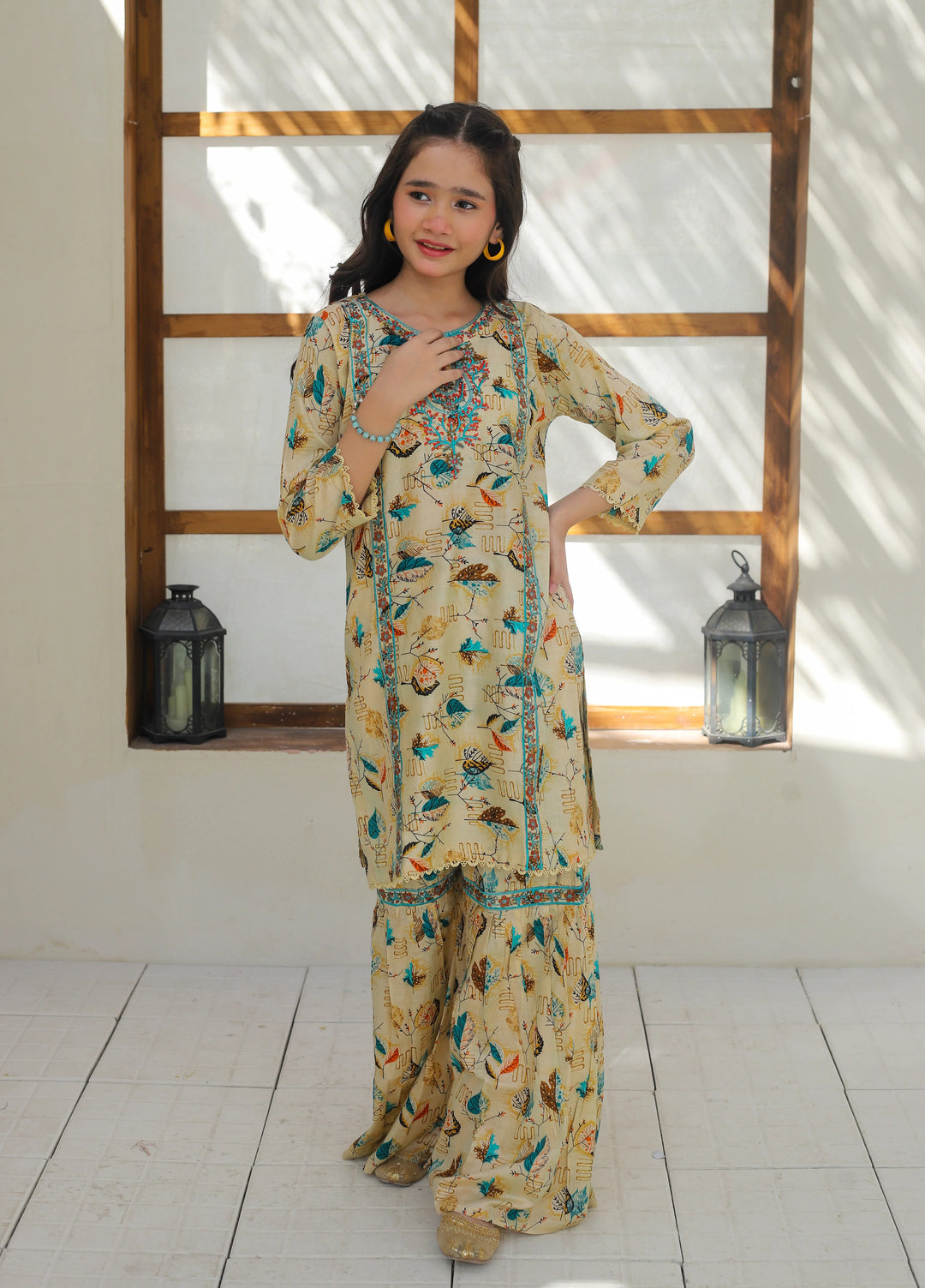 Khanak Girls RTW Embroidered Cotton 2 Piece Suit KST-148 - Casual Collection