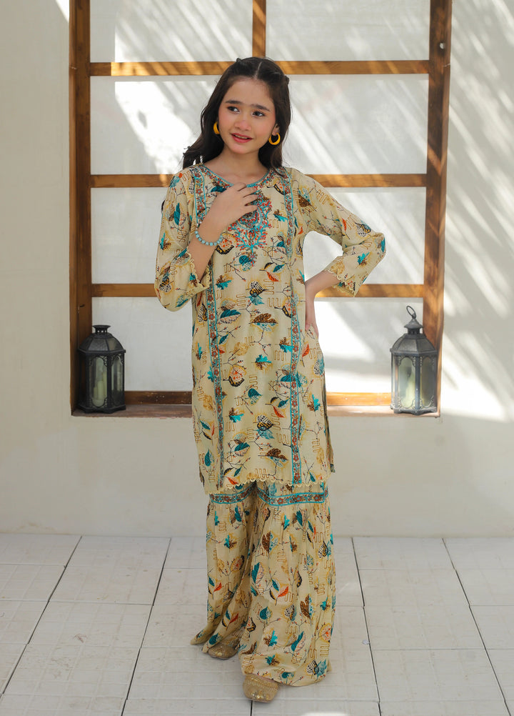 Khanak Girls RTW Embroidered Cotton 2 Piece Suit KST-148 - Casual Collection