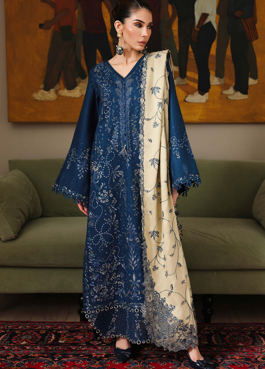 Nureh Exclusive Unstitched Embroidered Marina 3 Piece Suit NU26UEM NE-278 - Festive Collection