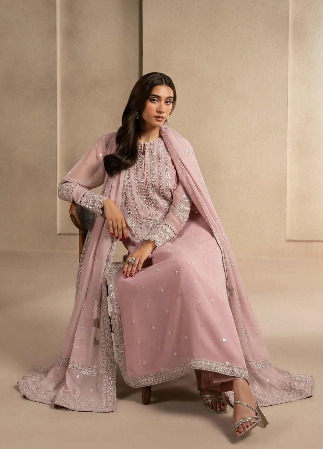 Xenia Formals Unstitched Embroidered Chiffon 3 Piece Suit XF-1289 Nila - Festive Collection