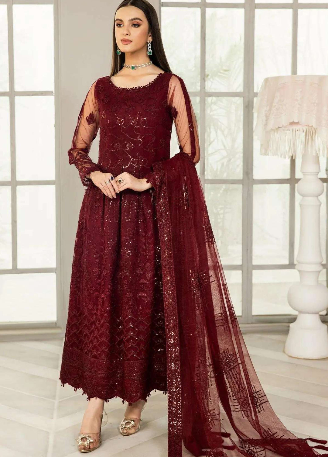 Alizeh Fashion Unstitched Embroidered Chiffon 3 Piece Suit AF26UCF AF-UF-9001-Gulrukh - Festive Collection