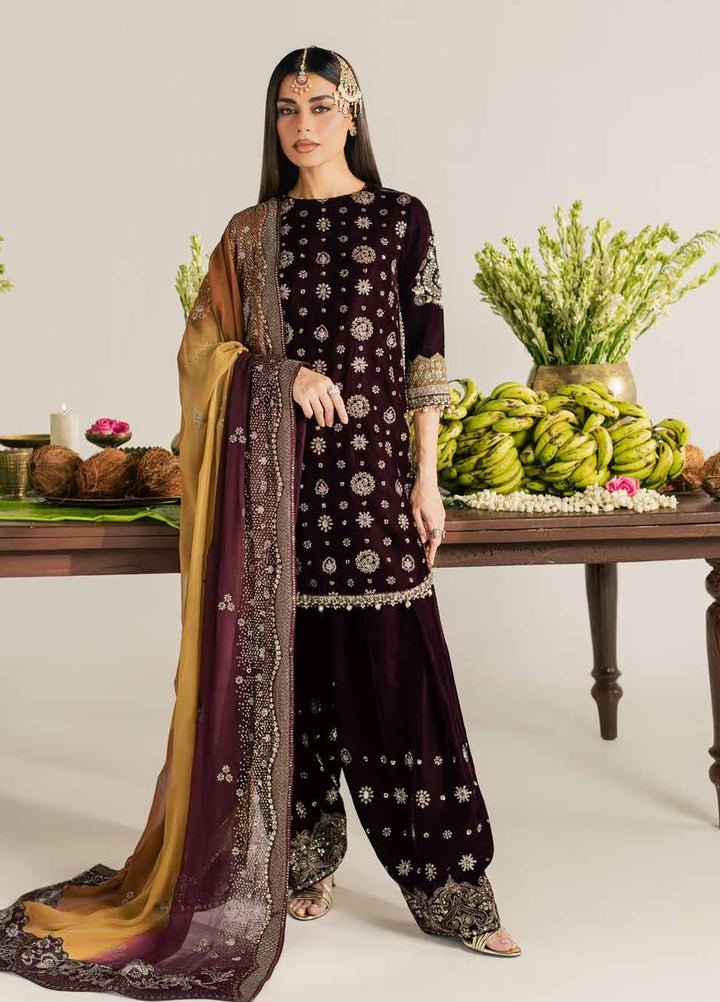Maya by Nureh Unstitched Embroidered Velvet 3 Piece Suit NU26UMV NW-134 - Wedding Collection